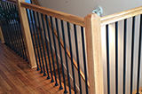Oak Stairs Square Newels with Square Iron Balusters in Kings Beach CA